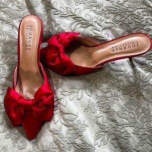 Journee Collection Red Bow Mules